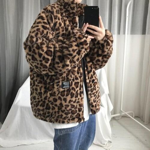 Winter Mens Leopard Parka Coat Cotton-padded Top Outwear Warm Stand Collar Casual Z2