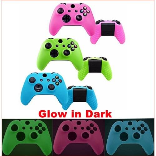 3PCS Glow in Dark Silicone case For Xbox One Wireless Controlle Rubber Grip Protective Case Skin Cover - Blue/ Green/ Pink