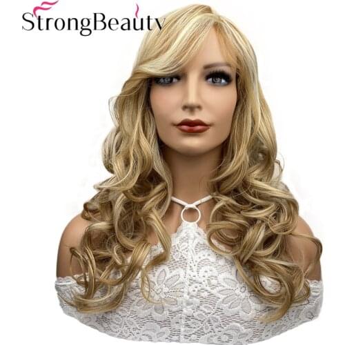 StrongBeauty Long Curly Wigs Natural Women Ombre Wig Synthetic Hair Heat Resistant Fiber