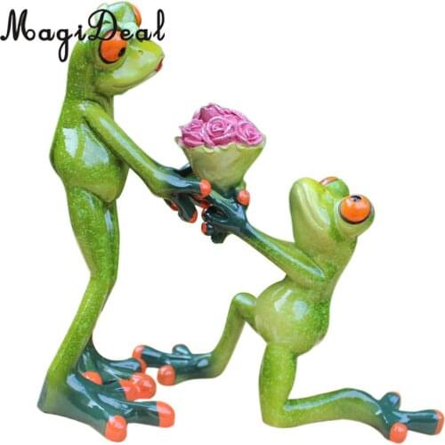 Wedding Propose Gift 3D Resin Couples Frogs Figurines Ornament Miniatures Desk Decor Car Decor Good Luck