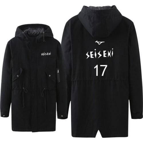 Thick Jacket DAYS Couples Long Coat Cosplay Hoodie Tsukamoto Tsukushi Luminous Print Zipper Hooded Warm Cotton Tooling Overcoat