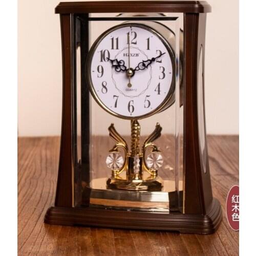 Vintage Desk Clock Antique Table Classic Flip Clock Alarm Wood European Retro Decoration Living Room Luxury Office Desk Modern
