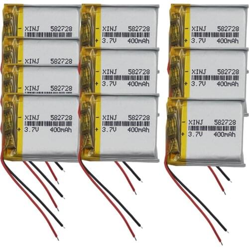 XINJ 10pcs 3.7V 400mAh lithium polymer battery lipo cell 582728 For smart watch DVC DVR Camera watches DVD MP3/MP4 music player