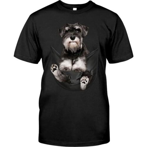 CLOOCL Funny Cotton TShirt Fashion Brand Summer Schnauzer In Pocket 3D Printed Casual Shirt Men Women Shirts Hip Hop Cotton Tees