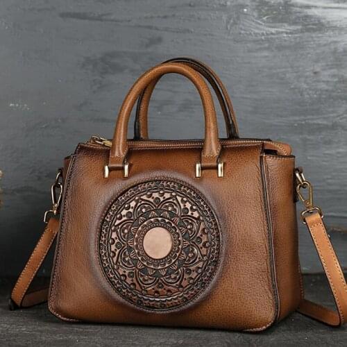 Retro 2021 New Totem Genuine Leather Luxury Handbags Leisure Large Capacity Cowhide Women Shoulder Crossbody Bags Sac A Main