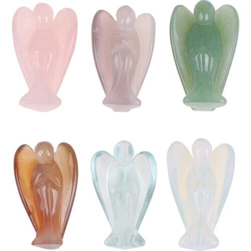 1.5 Inch Amethyst Angel Artificial Pine Carving Crafts Lucky Engel Purple Pink Healing Gemstone Crystal Ornament Home Decoration