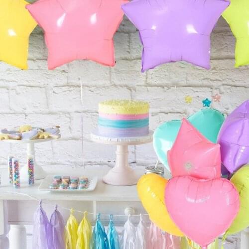 1PC 18inch Macaron Color Heart&Star Shape Foil Balloons Helium Air Ball For Wedding Birthday Party Decoration Balloons supplies