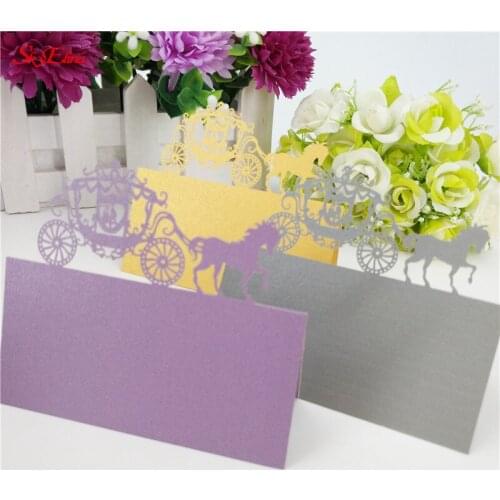 10pcs Laser Cut Hollow Name Place Card Classical wedding Carriage style Seat Card Wedding Party Supplies 6zsh868