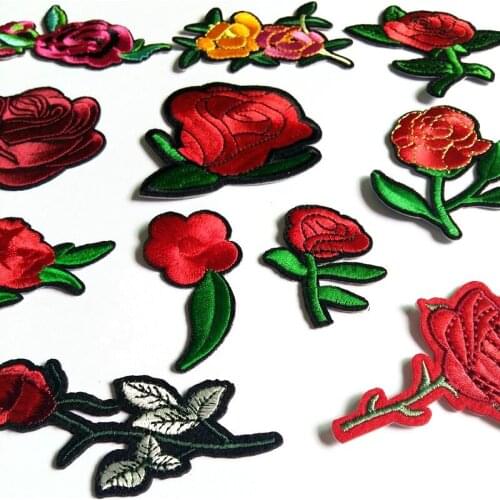 Mixed Patch 12pcs/set Embroidered Iron on Patches for Clothing DIY Stripes Clothes Patchwork Sticker Custom Flowers Applique
