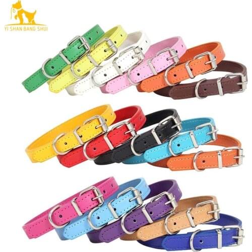 16 pieces/lot Wholesale 16 Colors Pet Cat Dog Collar PU Leather Puppy Collars for Small Medium Dog Neck Starp XS/S/M/L/XL