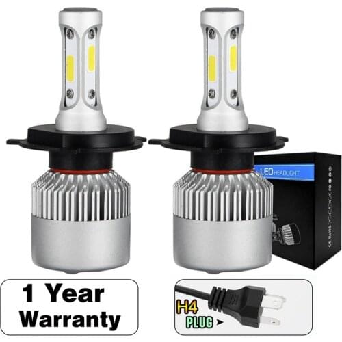 2Pcs Car LED Headlight Bulbs H1 H4 H7 H11 9006 HB4 9005 HB3 Each Pair with 72W 7600lm COB LED Fog Lamp Bulbs for Universal cars