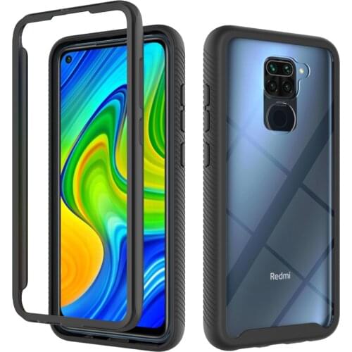 2 in 1 Hard + TPU Transparent Case for Redmi Note 9 Pro Max Shockproof Hybrid Shield Case for Xiaomi Mi Note 10 Lite