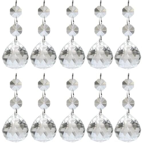 20mm Clear Glass Crystal Ball Prism Feng Shui Lamp Hanging Drop Chandelier Pendants DIY Home Wedding Pary Decor ,Pack of 10