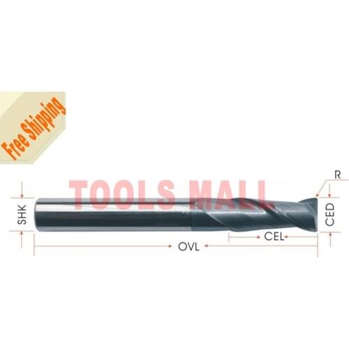 Free shipping-5pcs 4mm hrc60 R0.5*D4*11*D4*50 2 Flutes Milling tools Mill cutter Corner Radius End Mill CNC router bits