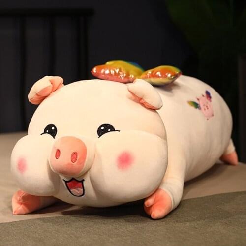 60/80CM Angel Pig Plush Toys Soft Stuffed Baby Doll Piggy Pillow Animal Toys for Children Soft Doll Kids Lovely Christmas Gift