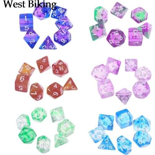 7pcs Transparent Sided Dice D4 D6 D8 D10 D12 D20 Dungeons & Dragon D&D RPG Poly Table Board Game Set