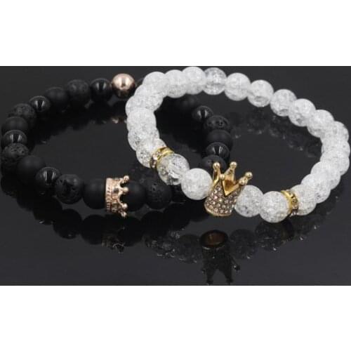 8mm 2PCS/Lot igy4 gold silver Copper cz zircon cubic zirconia elastic agate Onyx stone adjusted volcanic lava Bracelet Bangles