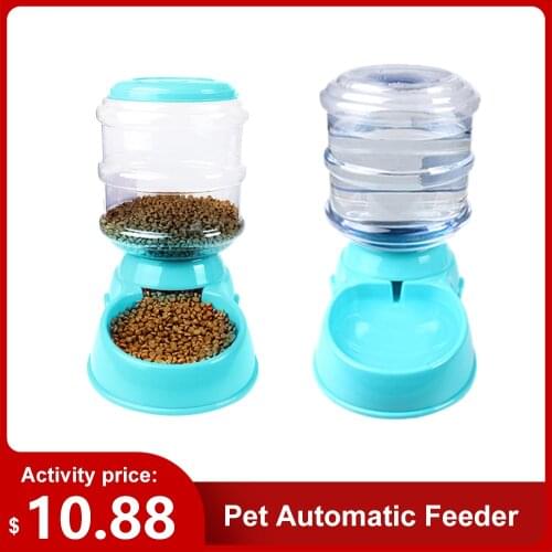 Automatic Pet Water Food Dispenser 3.8L Large Capacity Self-Dispensing Gravity Pet Feeder Waterer Dog Feeding Bowl Drink Water