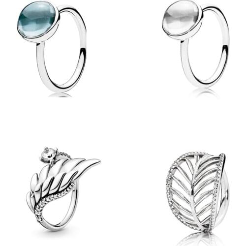 CHAMSS New High-quality Painted Ice Blue Drop Ring, Simple Atmospheric Jewelry Can Bring A Romantic Birthday Gift To Wife