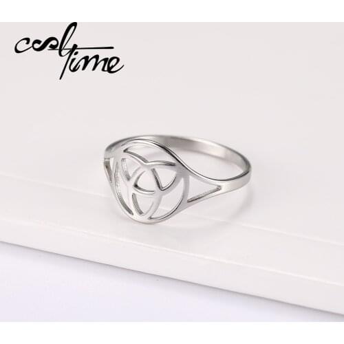 Cooltime Irish Knot Rings for Women Men Silver Color Stainless Steel Finger Ring Tlisman Amulet Minimalist Women Jewelry