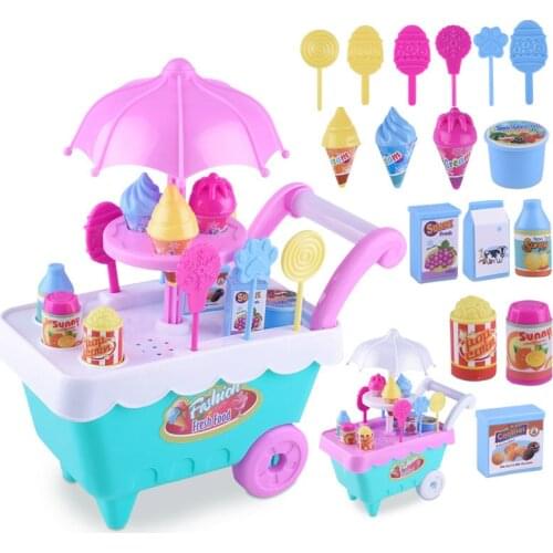 Childrens Simulation Candy Ice Cream Small Cart Girls Cute Puzzle play House Toys