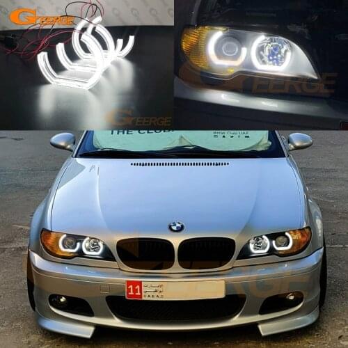 For BMW 3 Series E46 Coupe Cabrio Convertible 2004 2005 2006 LCI DTM Style Ultra bright led Angel Eyes halo rings Day Light