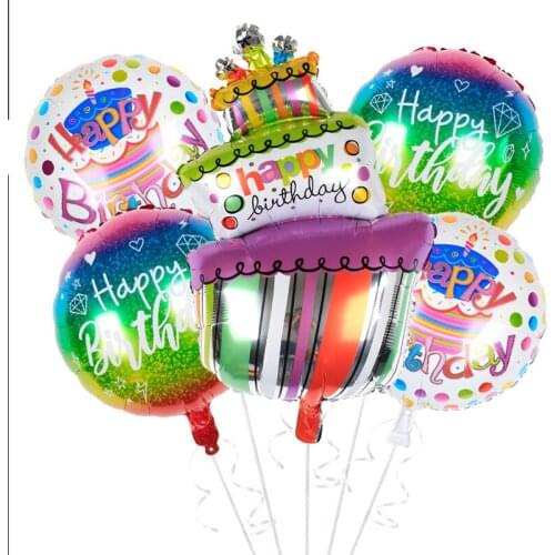 Children Kids Happy Birthday Cake Shape Foil Ballons Pack Party Supplies Birthday Party Decorations