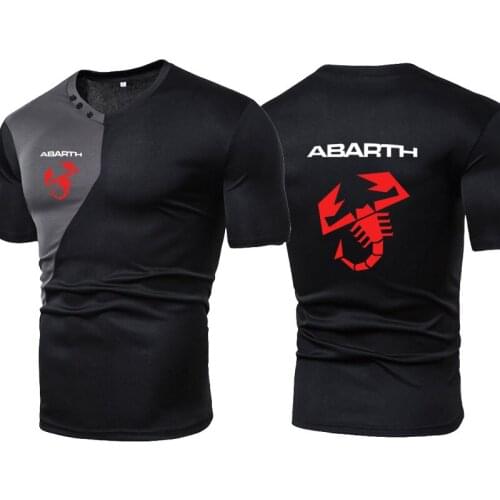 High Quality Summer Hot Sale Men T-shirt Abarth car logo Printing 100% Cotton sports Men short sleeve Fashion T-shirt tops