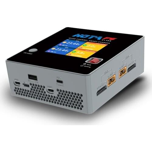 HOTA F6 1000W 250Wx4 15Ax4 Quad-Channel Smart Balance Charger Lipo LiIon NiMH Lipo Battery USB-A Type-C For Drone/Laptop/tablet