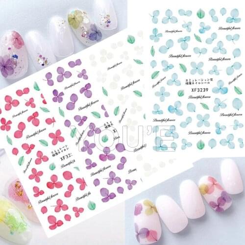Nail Art Stickers Decoration Back Glue Adhesive Decal Preserved Flower Nail Sticker Manicure Nails Art Design 12 Colors Option