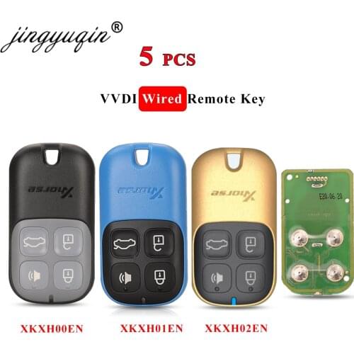 Jingyuqin 5pcs/lot Xhorse VVDI2 XKXH01EN Universal Wired Remote Key 4 Buttons for VVDI Key Tool English Version