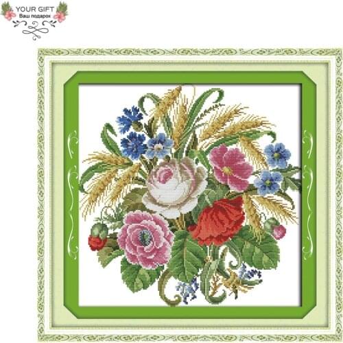 Joy Sunday H709 14CT 11CT Counted and Stamped Home Decoration A Bouquet Of Roses Flowers Needlework Embroidery Cross Stitch kits