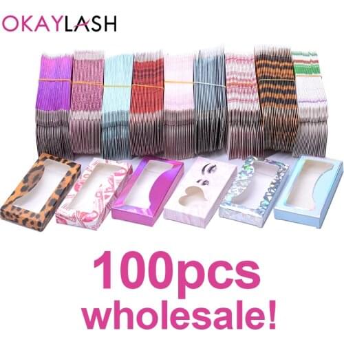 OKAYLASH Newes 50/100pcs Carton Paper Packing Box for 25mm long EyeLash Wholesale Bulk Cheap Pretty Lashes Storage Packaging