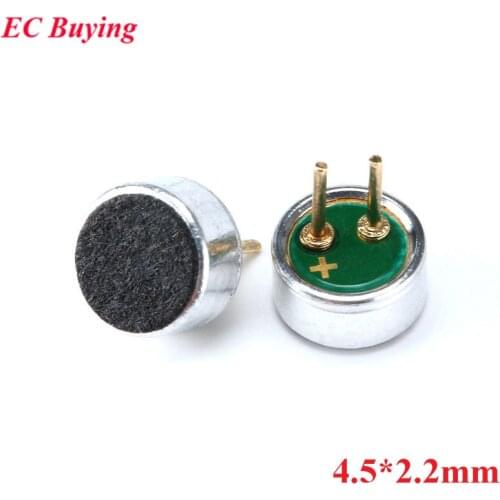 20PCS 4.5*2.2mm Capacitive Electret Condenser Electret Microphone MIC Pickup Sensitivity 52DB with pin 4.5x2.2mm 4.5mm*2.2mm