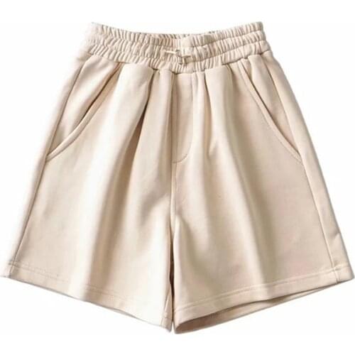 DOUJILI Summer Short Pants Elastic High Waist Pure Color Short Pants Fashion White Blue Dark Grey Black Casual Short Pants