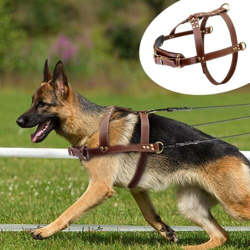Pet Large Dog Harness Leather Pitbull Big Dog Harness Vest Adjustable For Medium Large Dogs Bulldog Rottweiler Labrador 2XL