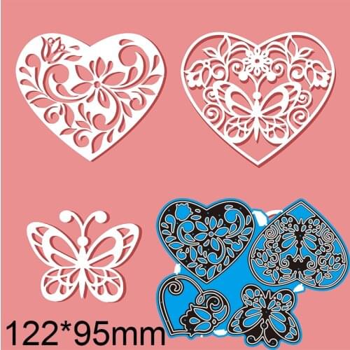 New Metal Cutting Dies Scrapbooking Hollow Flower Heart DIY Album Paper Craft Embossing Stencil Decoration 122*95mm