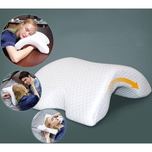 Curved Slow Rebound Memory Foam Pillow Anti Pressure Hand Numb & Neck Protection & Dead Arms Couple Pillow Office Napping