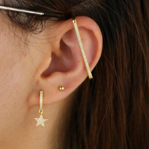 Niche Design Fashion Micro-set zircon Metal Big Hoop Earrings Temperament Ear Cuff No Piercing Ear Clip Hoop Earrings For Women