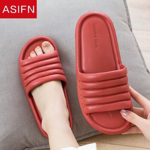 ASIFN Women Home Bath Slippers Summer Indoor Men EVA Slides Non-slip Couple House Soft Bottoms Womens Shoes Zapatos De Mujer