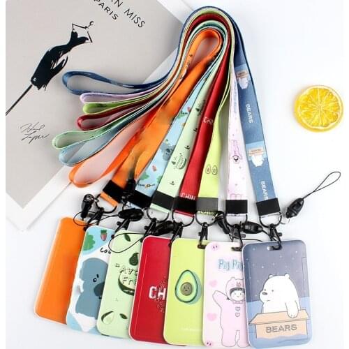 Fashion Lanyard ID Badge Holder Bus Pass Case Cover Slip Bank Credit Card Holder Strap Card Holder
