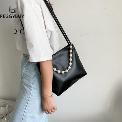 Trend Shoulder Bags For Women 2021 New Luxury Handbags Casual Small Pearl Chain Purse Handbags Leather Woman CrossBody Bag