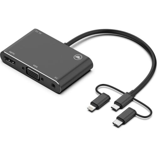 VGA HDMI-compatible Adapter USB Type C/Micro USB To 4K TV Projector Monitor HDTV Conventer for All Mobile Phone Devices 8Pin