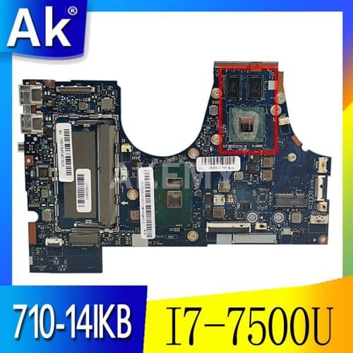 High quality 5B20M14141 for Lenovo YOGA 710-14IKB Motherboard With I7-7500U CPU LA-D471P N16S-GTR-S-A2 2GB GPU Tested