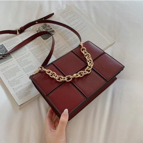 High Quality Lattice Flap Bags Women Leather Messenger Bags Sac A Main Chains Shoulder Bag Candy Color Crossbody Bag New Handbag