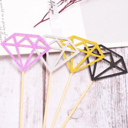 1pcs Card Diamond Cake Topper Insertion Birthday Party Dessert Table Flag Festival Decorations Wedding Cake Decorating Supplies