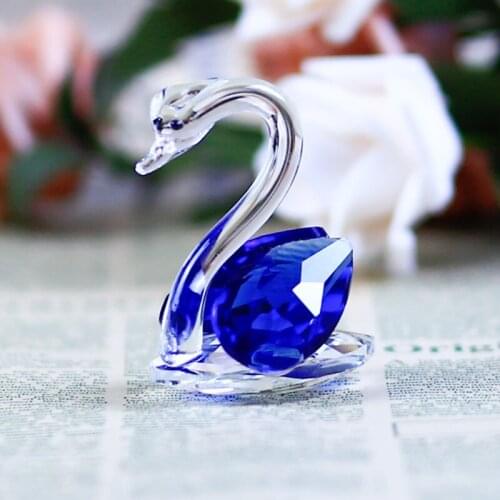 1 Piece 3 Colors Crystal Swan Crafts Handmade Glass Animal Figurines Miniature Home Decor Gifts