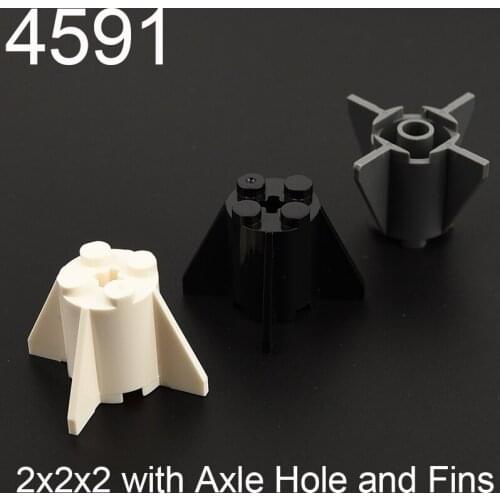 10PCS 4591 Brick Round 2 x 2 x 2 with Axle Hole and Fins Building block accessories parts MOC DIY Education Build Toys Brick
