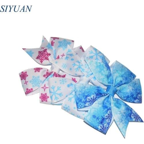 100pcs/lot 3'' Grosgrain Ribbon Printed Bow Knot Halloween Christmas Hair Ornament Multiple Color for Choose HDJ113