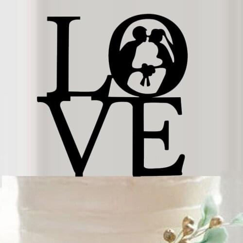 100pcs/lot Creative LOVE design wedding cake inserted card Wedding Cake Topper Party Cake Decorations